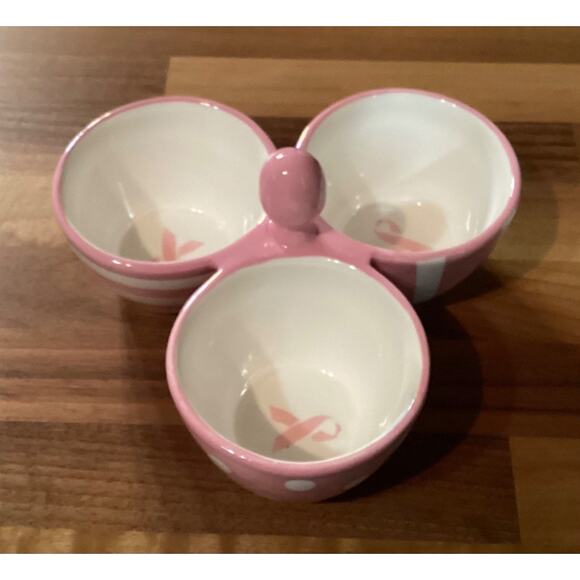 Pampered Chef Pink Bowl Trio Help Whip Breast Cancer 3-Part Candy Condiment Dish - Picture 2 of 8